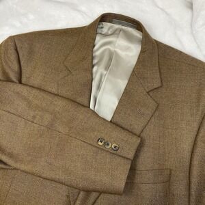 Loro Piana Patrick James Supper 110's Wool Brown Herringbone Blazer Menswear 48R